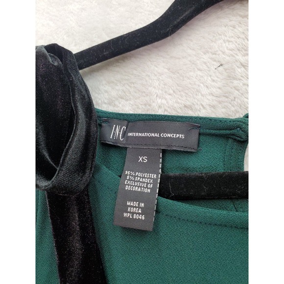 INC International Concepts Blouse Top Womens Size XS Green Cold Shoulder Sleeve - Picture 7 of 12